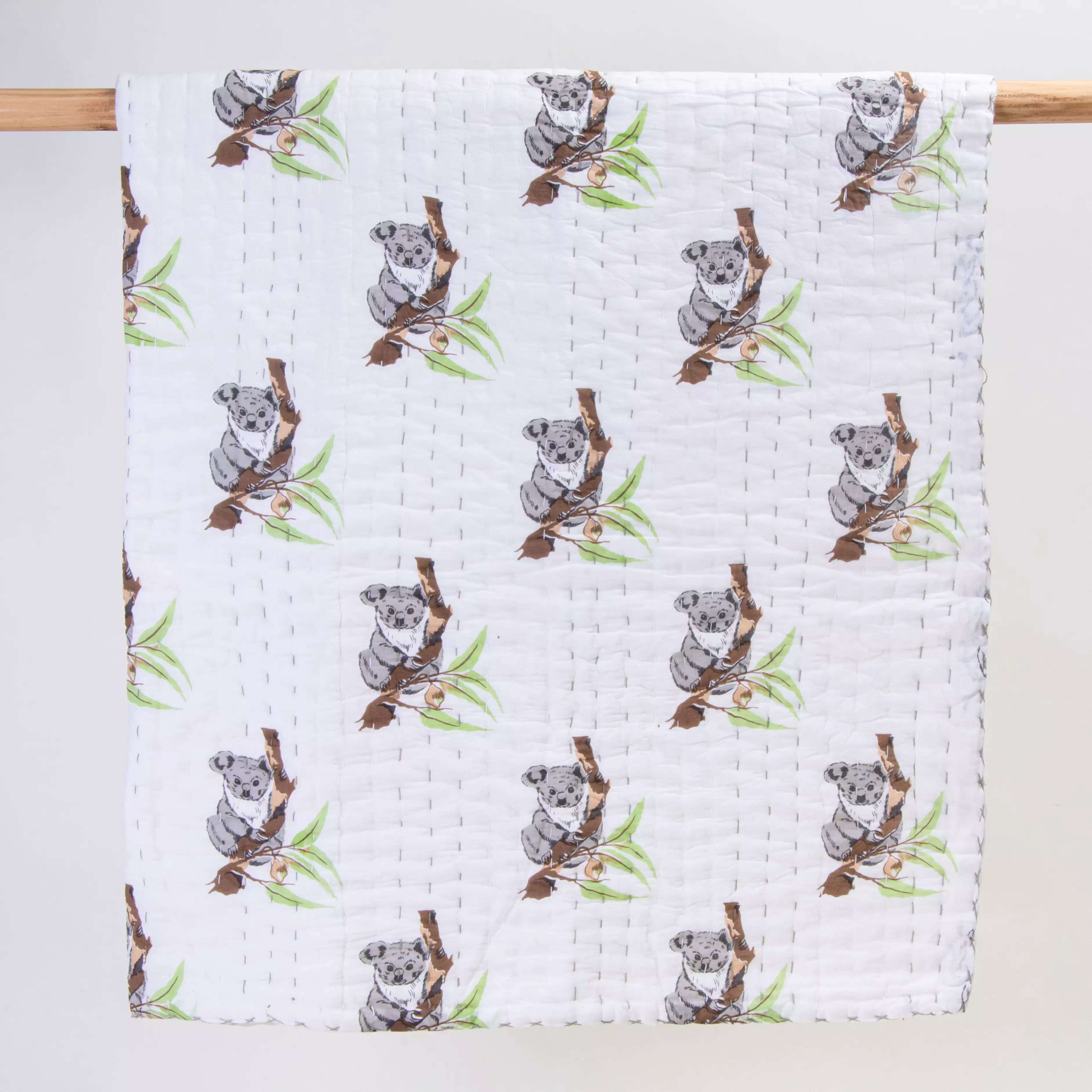 Koala Printed Soft Mulmul Cotton Newborn Baby Quilts 110